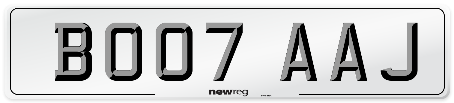 BO07 AAJ Number Plate from New Reg